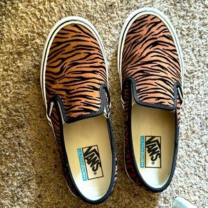 Vans Women's Tiger Print Slip-On Shoes